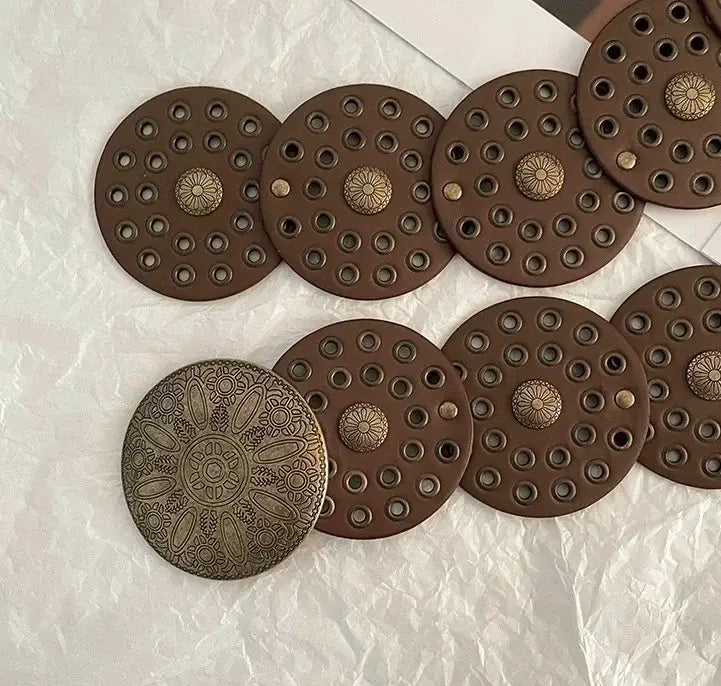 Vintage Rivet Patchwork Design Wide Belts For Women