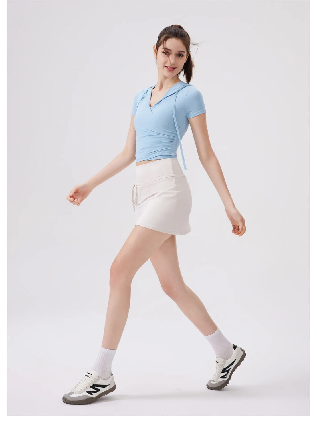 Women Yoga Half Sleeve Cool Feeling Solid Color Hoodie T-shirt