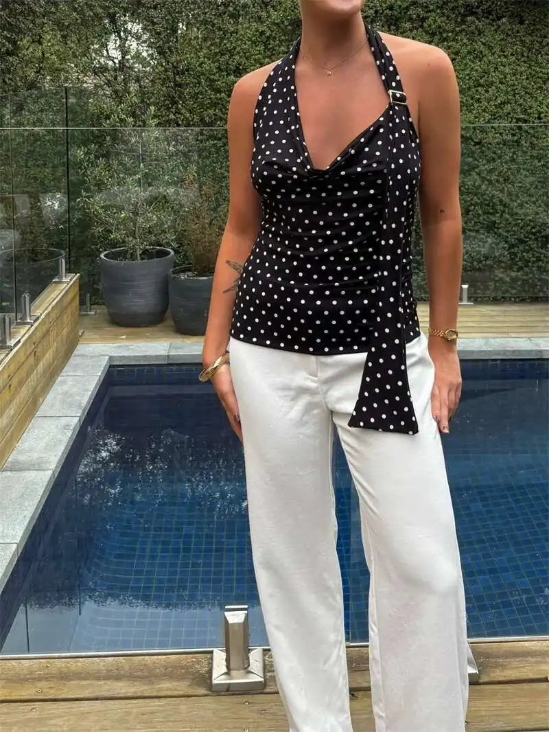 Halter Polka Dot Tank Top