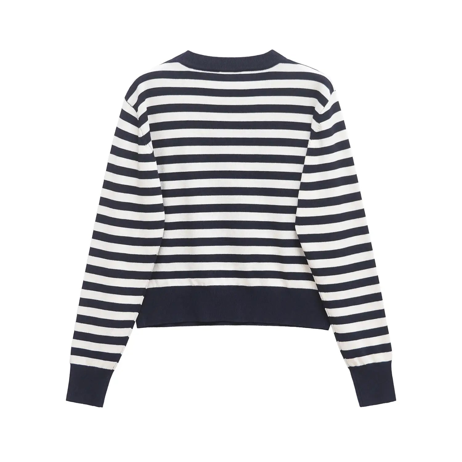 Women’s Round Neck Long Sleeve Striped Casual Loose Knitted Sweater