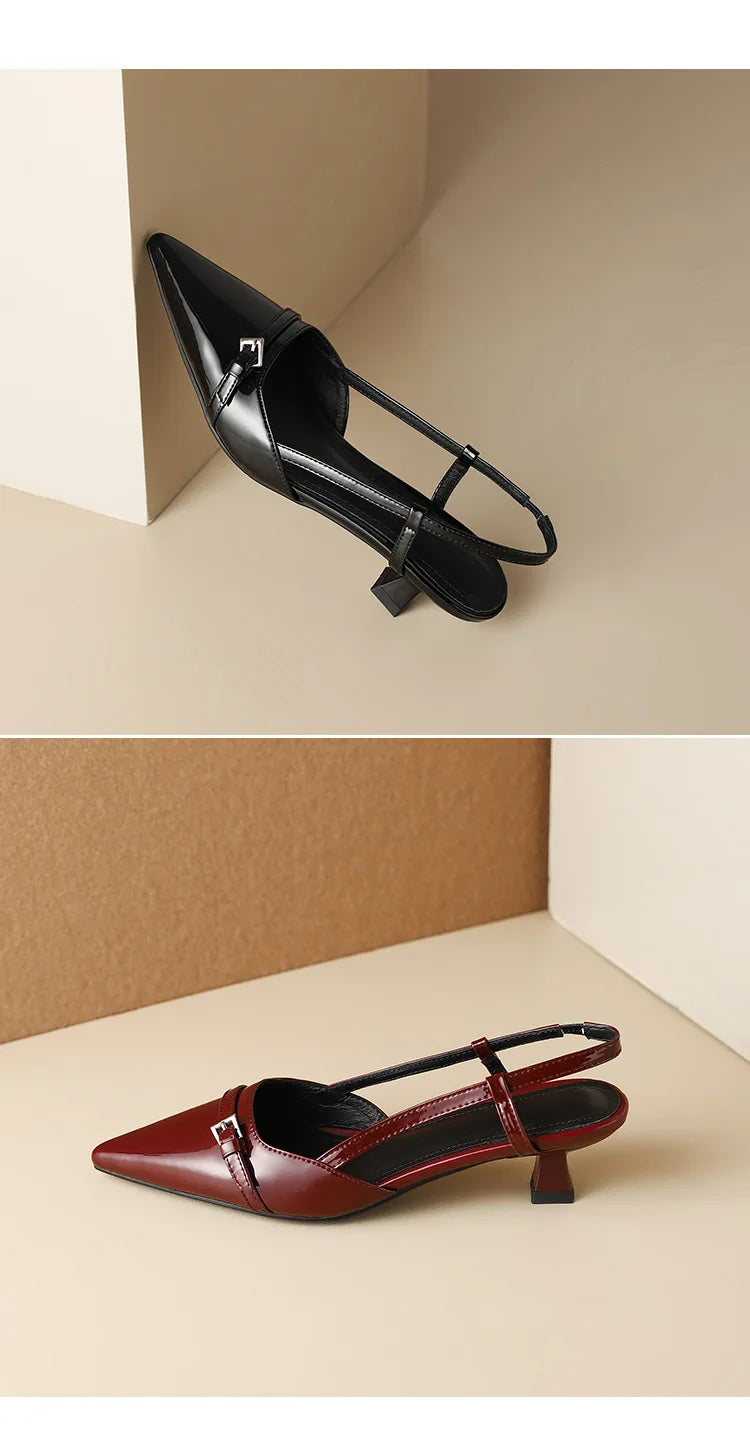 Women’s Patent Leather Slip on Pointed Toe Sandals