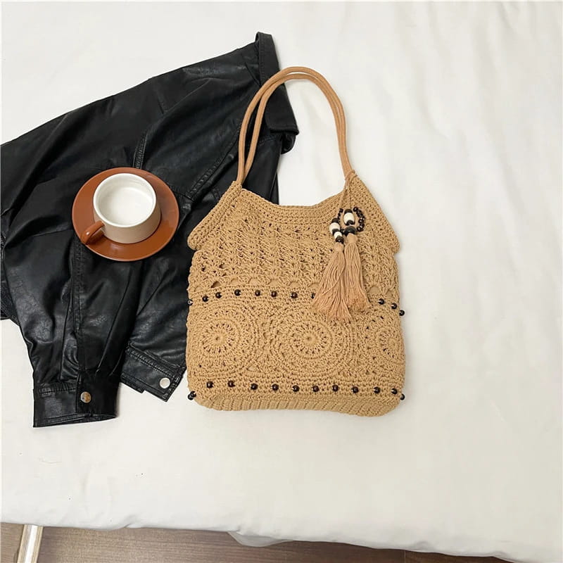 Weave Handbag Large Capacity Shoulder Bag Hollow out Tote