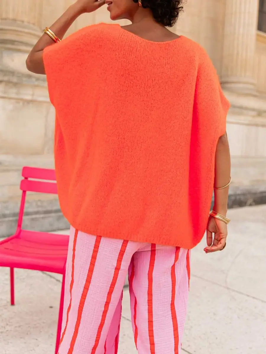 Women’s Basic Loose Fit Short Sleeve Knitwear Cardigan