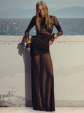 Mesh Ruched Maxi Dress For Women - Norellé