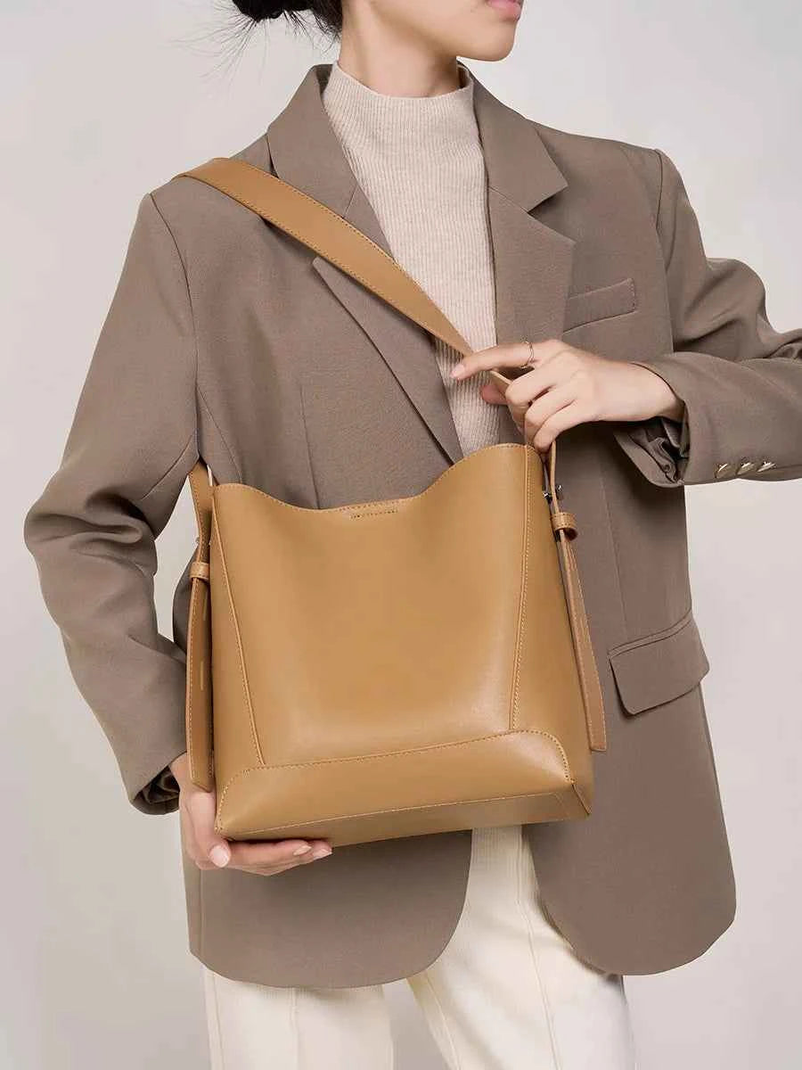 Split leather Cowhide Women Shoulder Bag