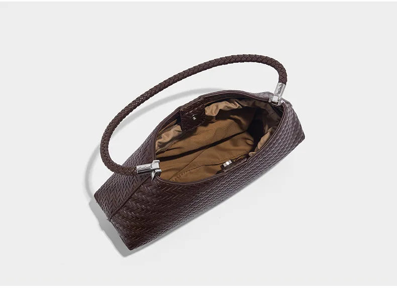 Handmade Weave PU Drawstring Tote Bags For Women