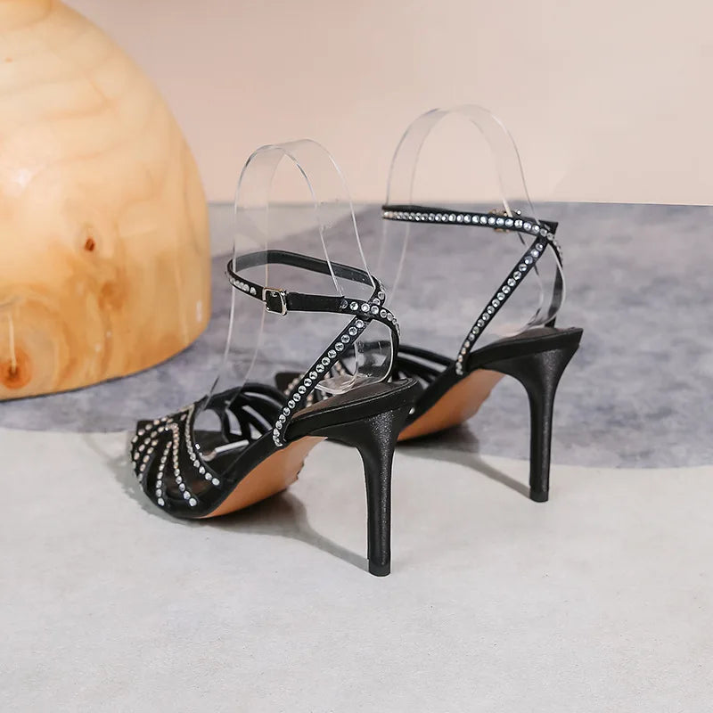 Women’s High-heeled Sandals with Rhinestones