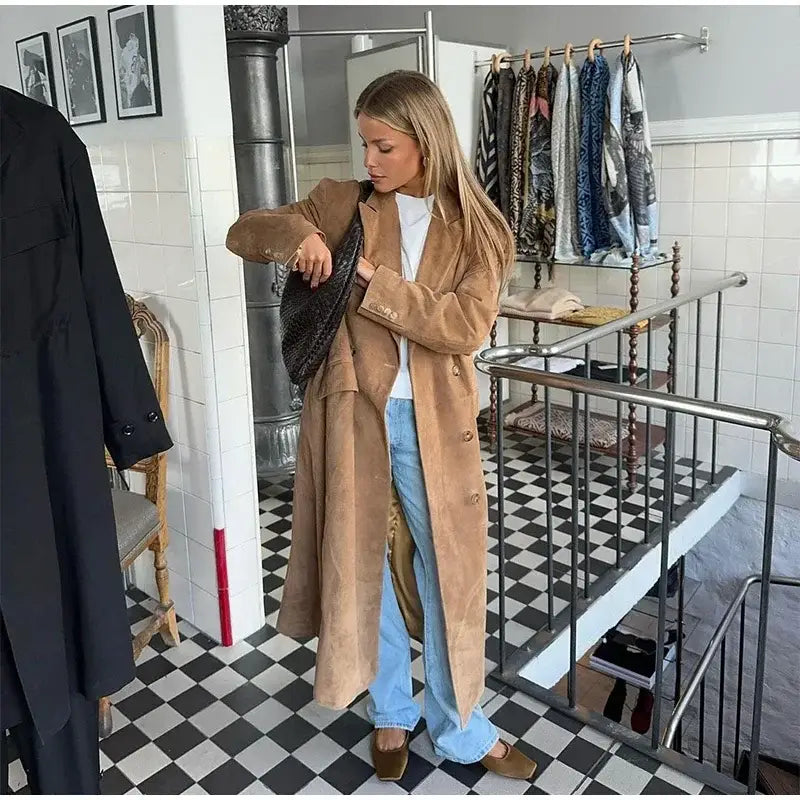 Chic Lapel Double Breasted Lady Oversize Jacket