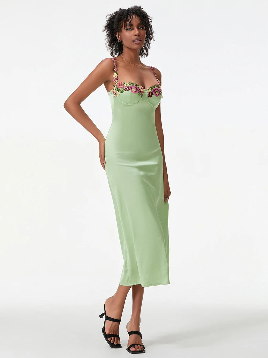 Satin Sling Bodycon Long Dress Women