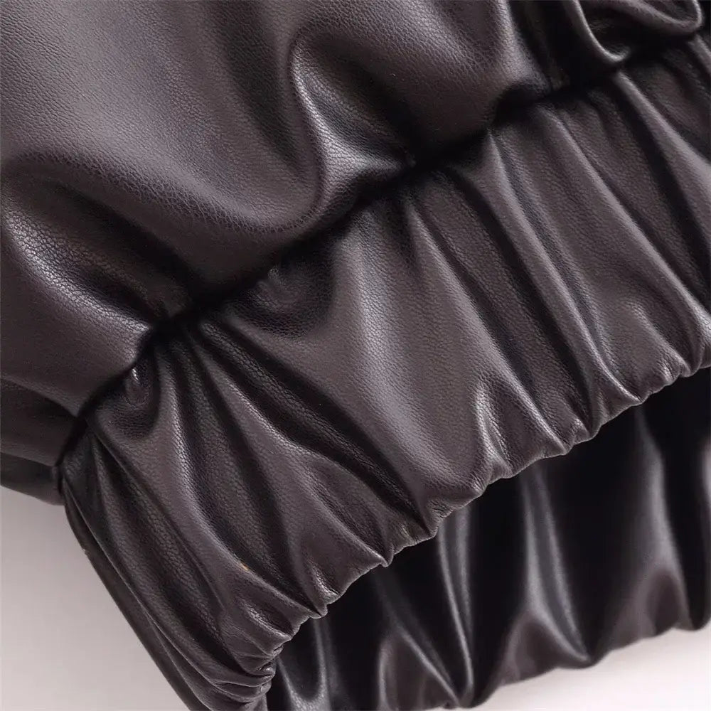 Women’s Versatile Long Sleeve Imitation Leather Loose Jacket Coat