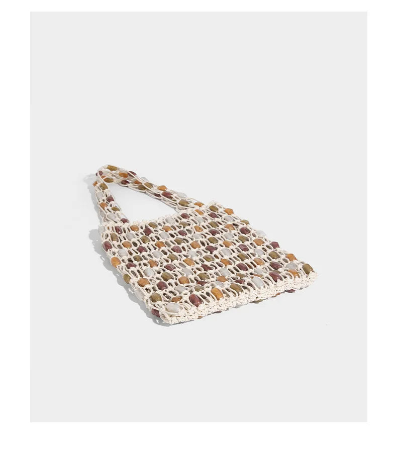 Ladies Summer Beaded Woven Bag Bucket