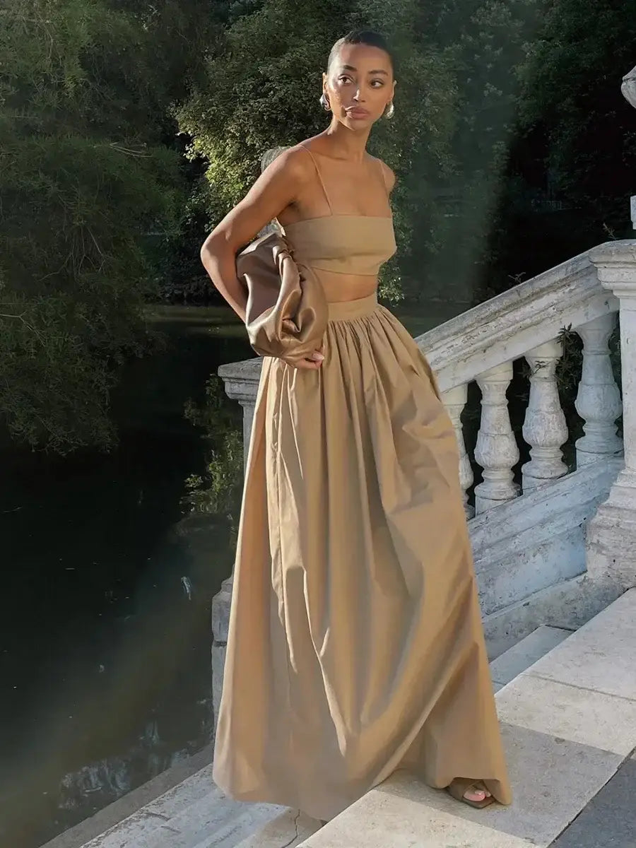 100% Cotton Suspender Underwear Half Long Skirt Set