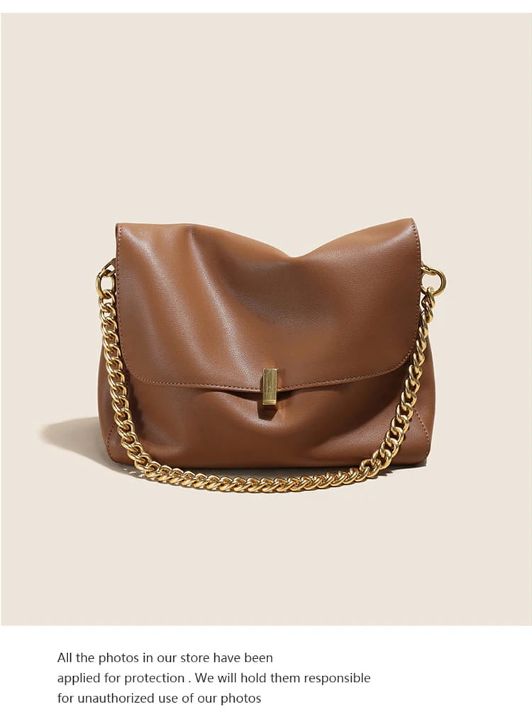 Retro Genuine Leather Large Chain Shoulder Bags For Women