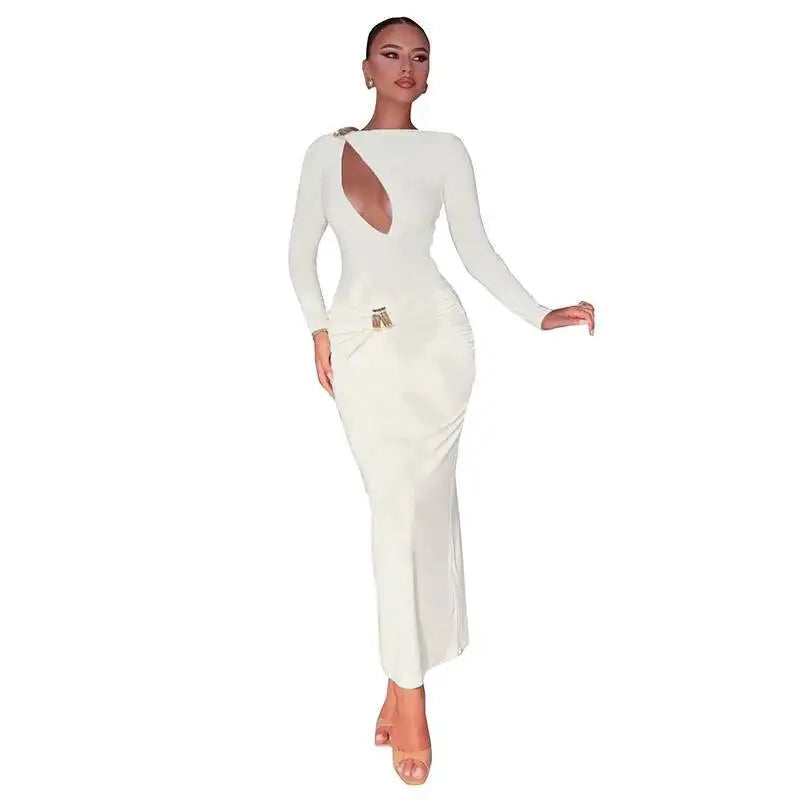 Hollow Out Long Sleeve Maxi Dress Women