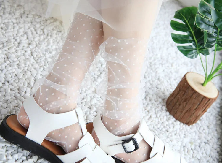 Dot Lace Socks Women Transparent Mesh Ankle