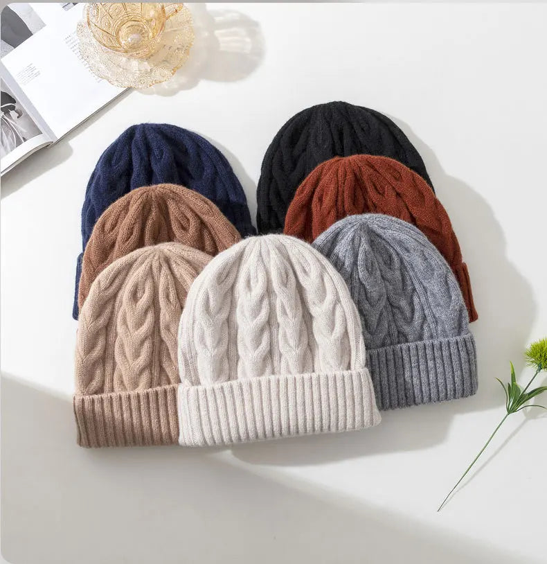 Pure Wool Cable Knit Beanies for Women