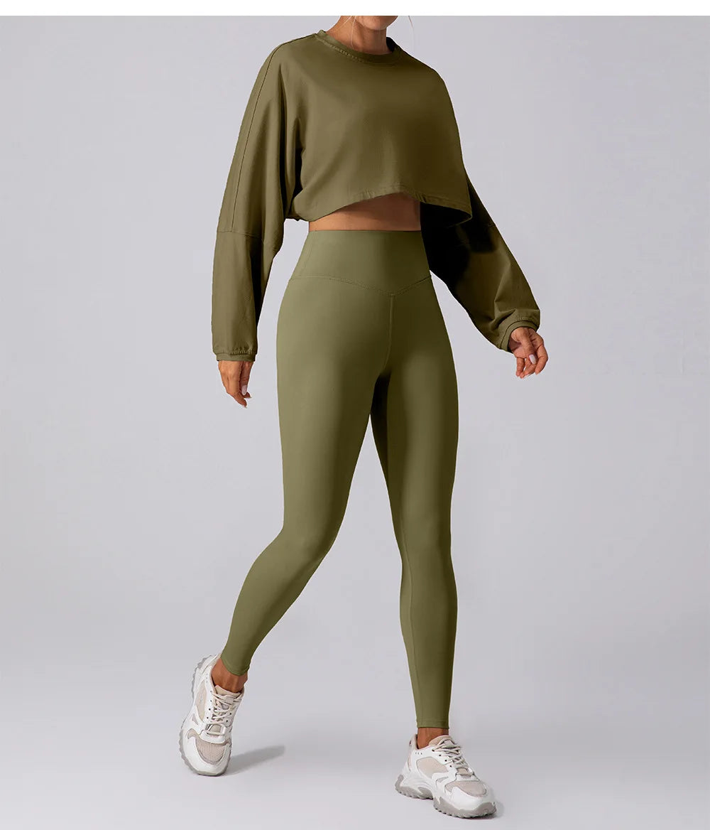 Women Sports Crop Top Long Sleeve T-Shirts