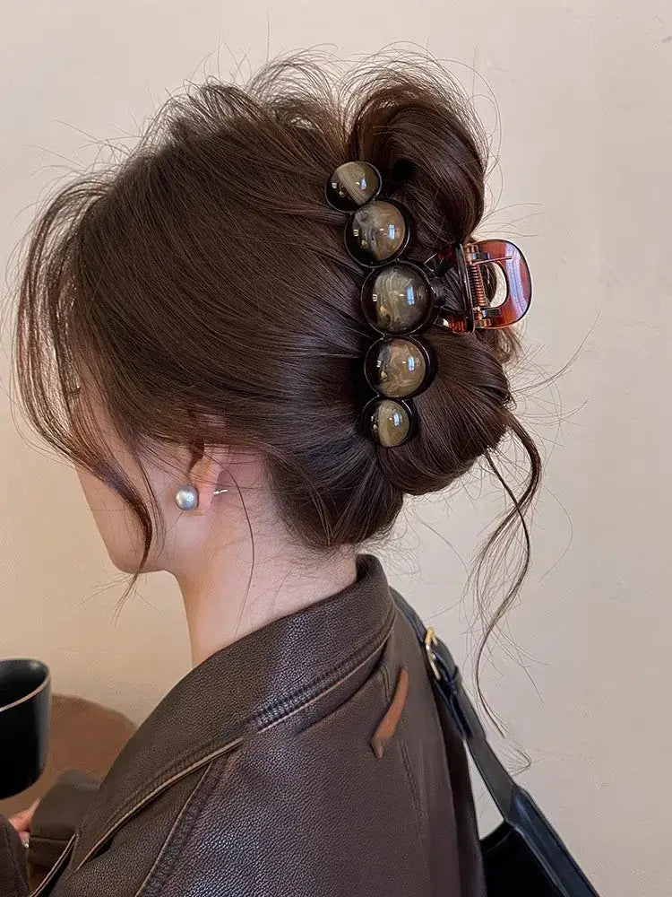 Retro Gradient Beaded Hair Claw