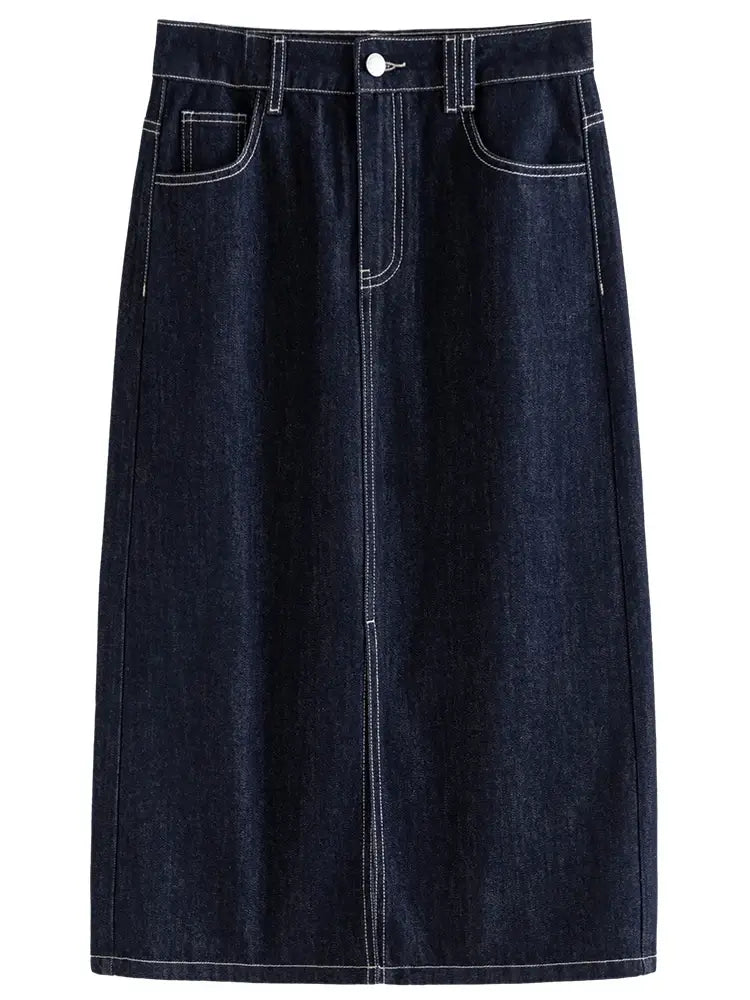 Retro Casual Denim Short Coat Skirt Suit for Women