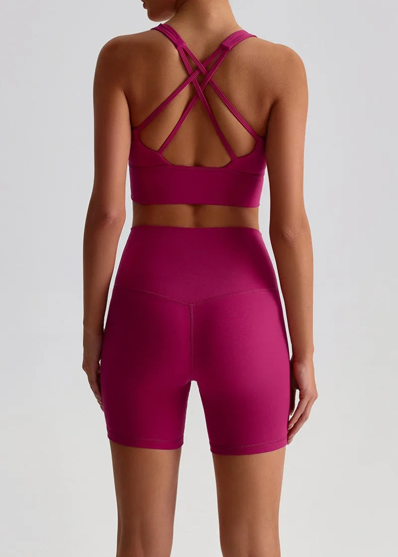 Women’s Seamless Yoga Set - Quick-Dry Naked Feel Backless Bra Booty-Lifting Shorts