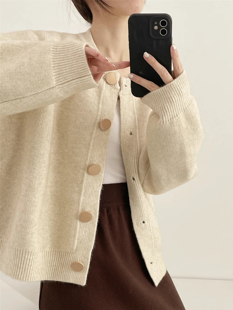 Women Cardigans Sweater O-neck Autumn Winter Knitted Loose - Norellé