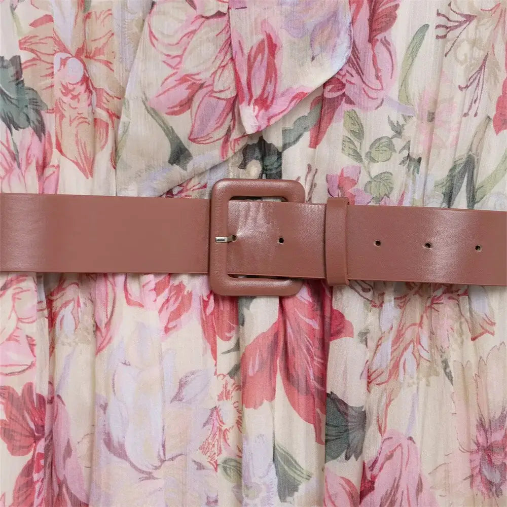 Women’s Dress With Waistband and Floral Print