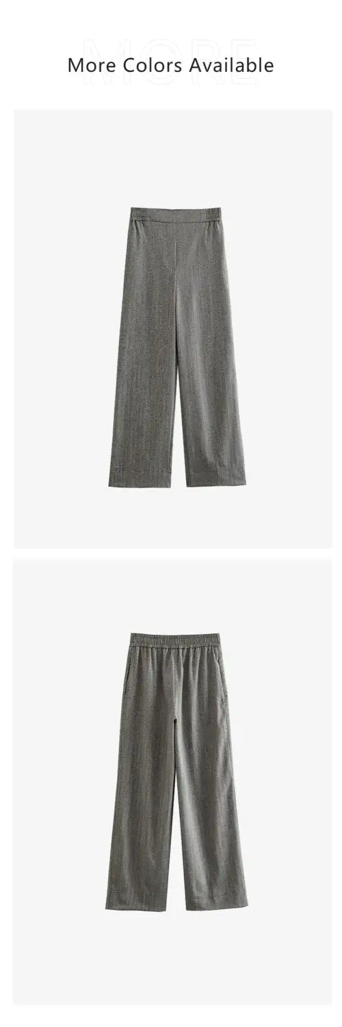Women’s Herringbone Diagonal Suit Jacket Casual Long Pants