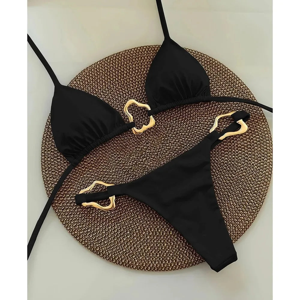 Bikini Solid Color Lace-up Split Two-piece Swimsuit for Women - Norellé