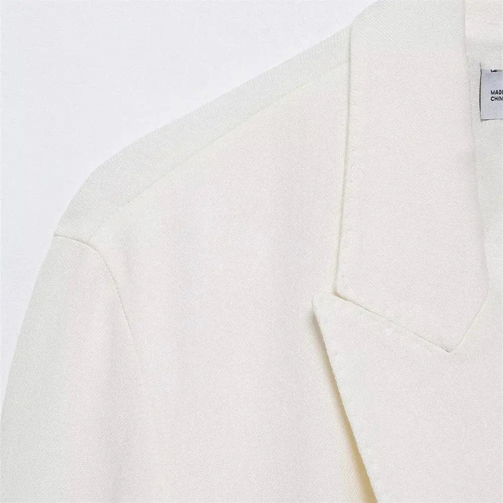 Women’s Casual Retro Linen Blend Suit Jacket&Pants Set