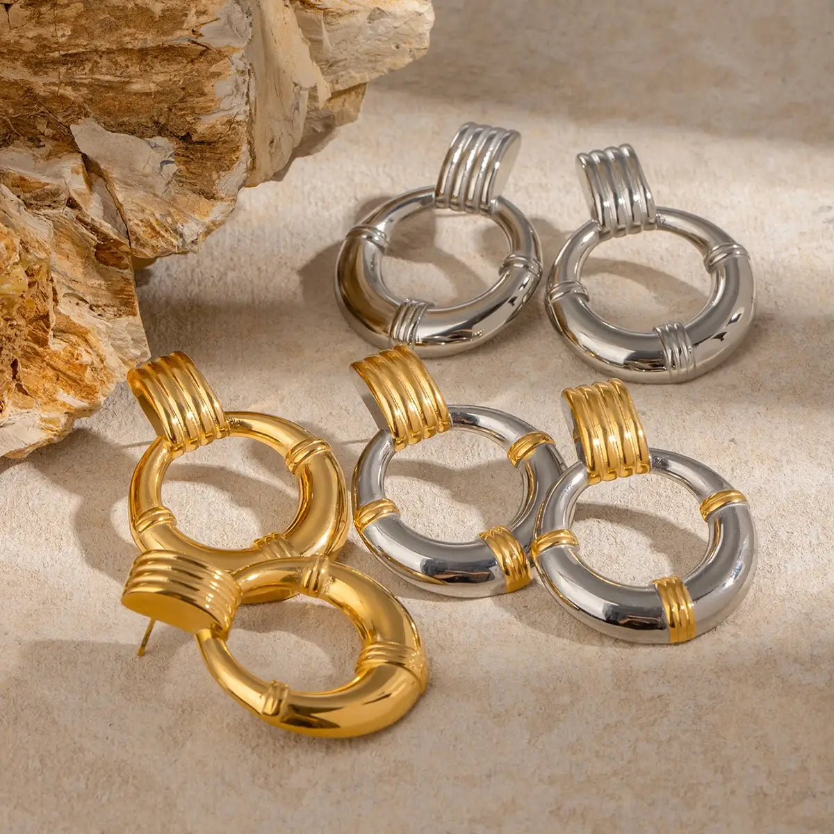 Double Hoop Stud Earrings