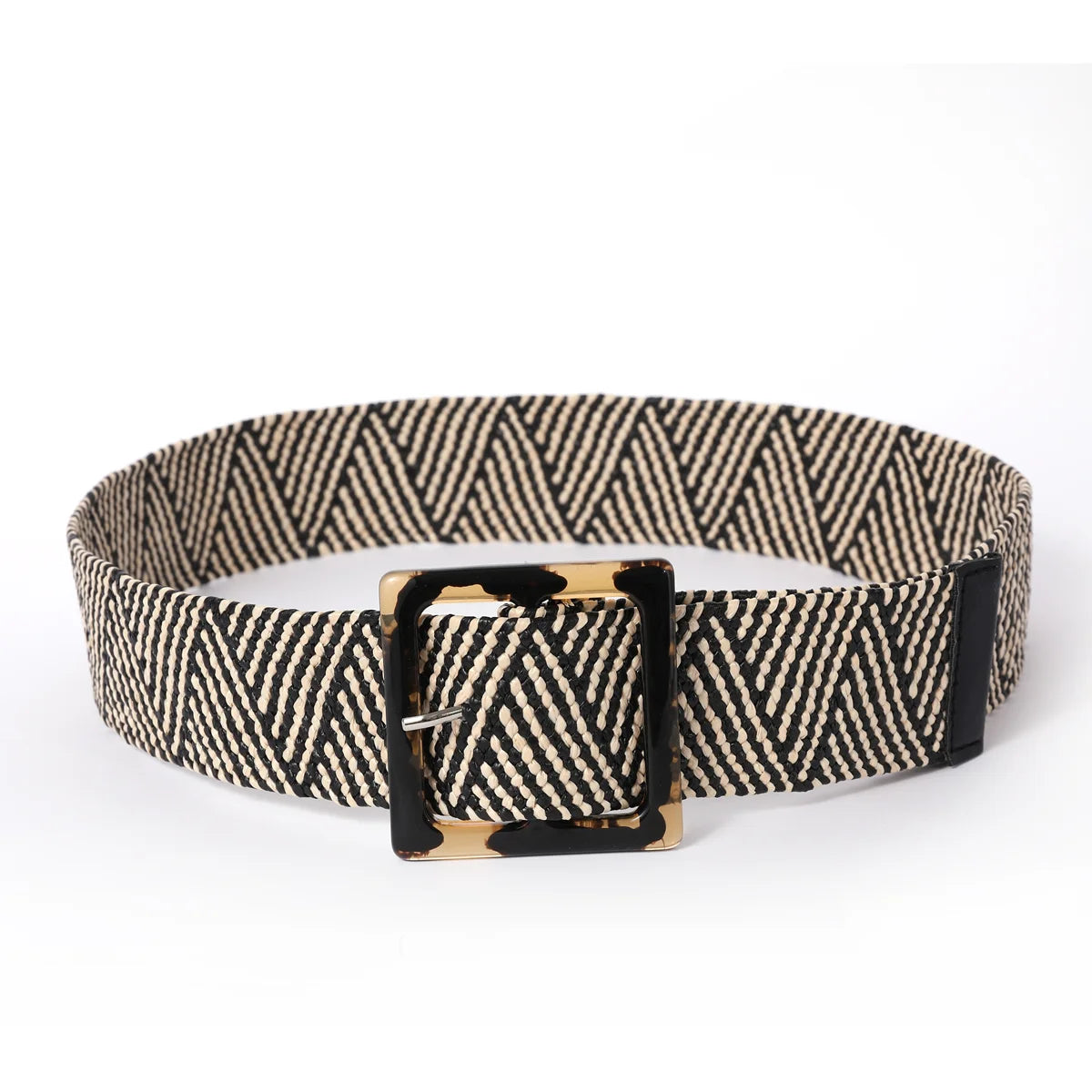 Woven Bohemian Style Square Buckle Wide Women Belt