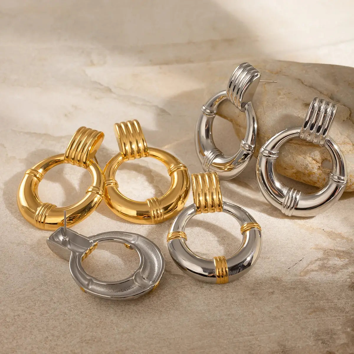 Double Hoop Stud Earrings