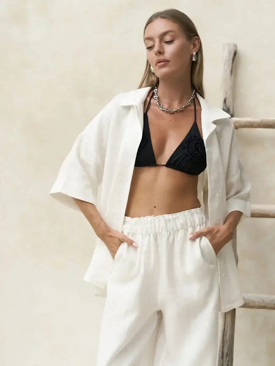 Cotton Short Sleeved Pants 2-piece Set Women’s