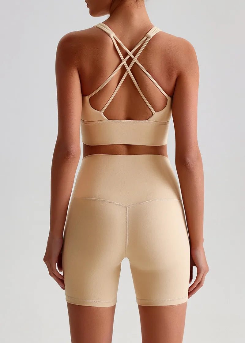 Women’s Seamless Yoga Set - Quick-Dry Naked Feel Backless Bra Booty-Lifting Shorts