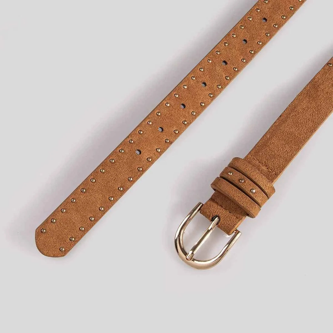 Women Color Suede With Rivets Belt