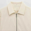 Women Loose Bomber Jacket Lapel Long Sleeve Front Zipper