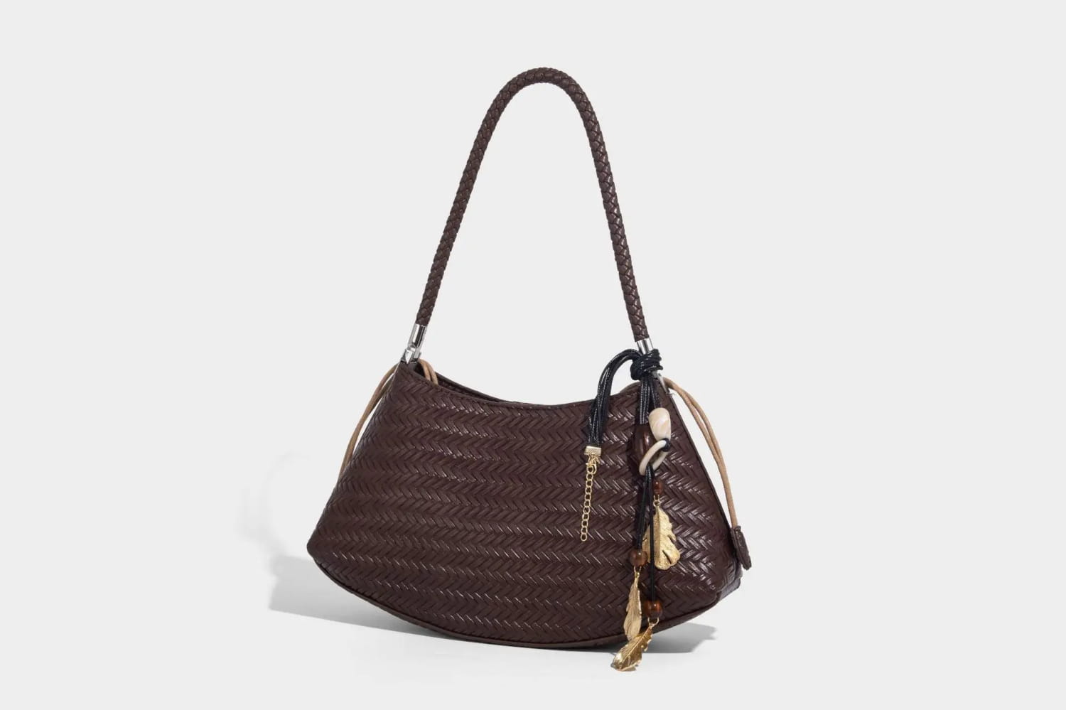 Handmade Weave PU Drawstring Tote Bags For Women