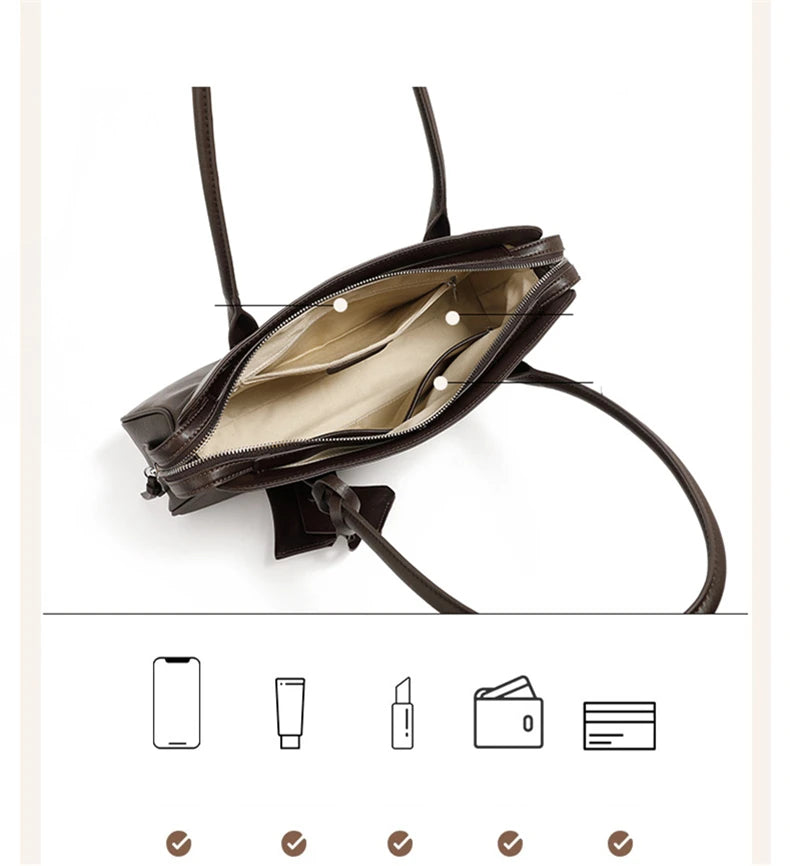 3 Layers Genuine Leather Large Underarm Shoulder Bags For Women