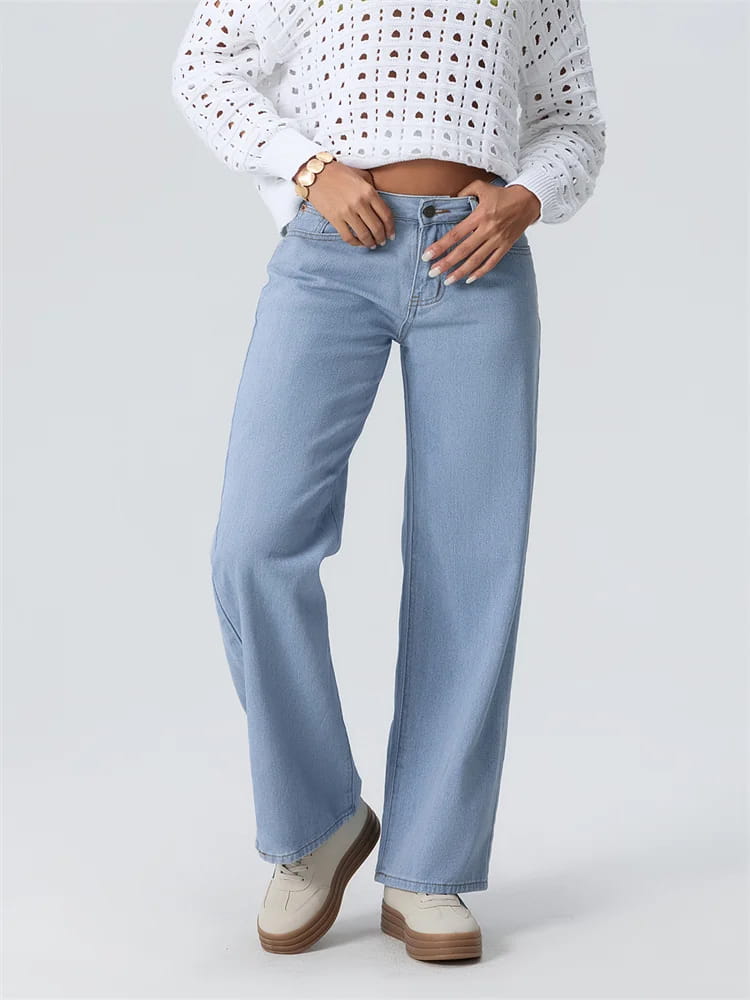 Women Wide Leg Boyfriend Jeans