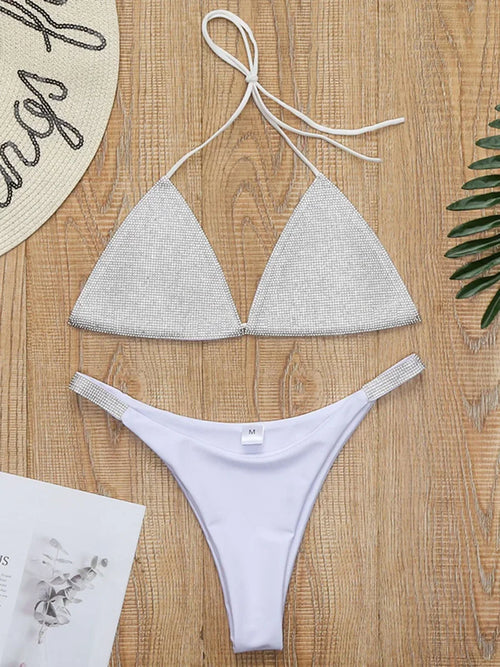 Halter Jewelled Sequins Diamond Bikini Women Swimsuit - Norellé