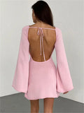 Backless Knitwear Lace-Up Mini Dress - Norellé