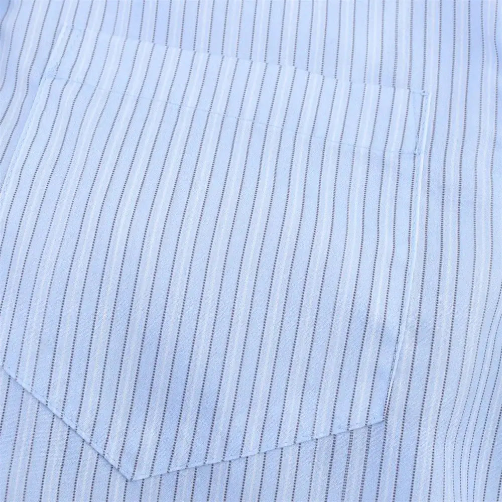 Women’s Lace Detail Striped Short Shirt Fluffy Mid Waist Skirt Pants Set