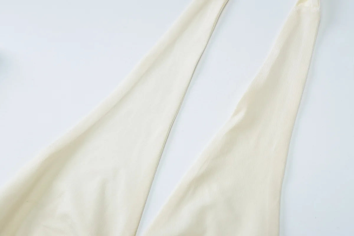 Elegant Two Piece Sets Sleeveless Frill Halter Twist Top Dress