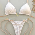 New Solid Color White Bikini Women suit Low Waist Lace-up Fashionable - Norellé