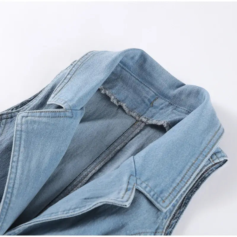 Long Dress For Women Turn-down Collar Sleeveless Single Breasted Front Split