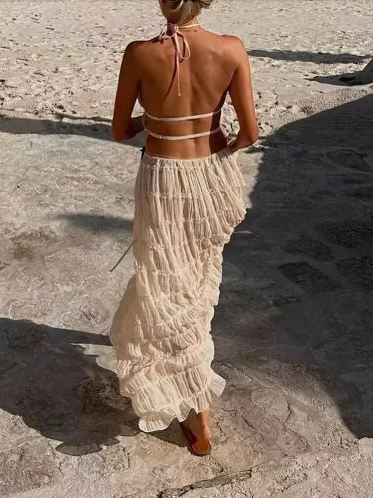 Summer Loungewear Suits Halter Short Top Maxi Skirt