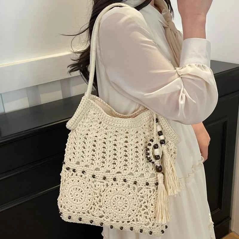 Weave Handbag Large Capacity Shoulder Bag Hollow out Tote Bag