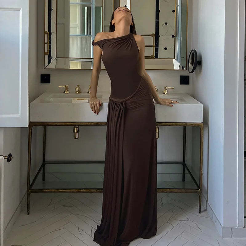 Off-shoulder Pleated Maxi Dress Women’s