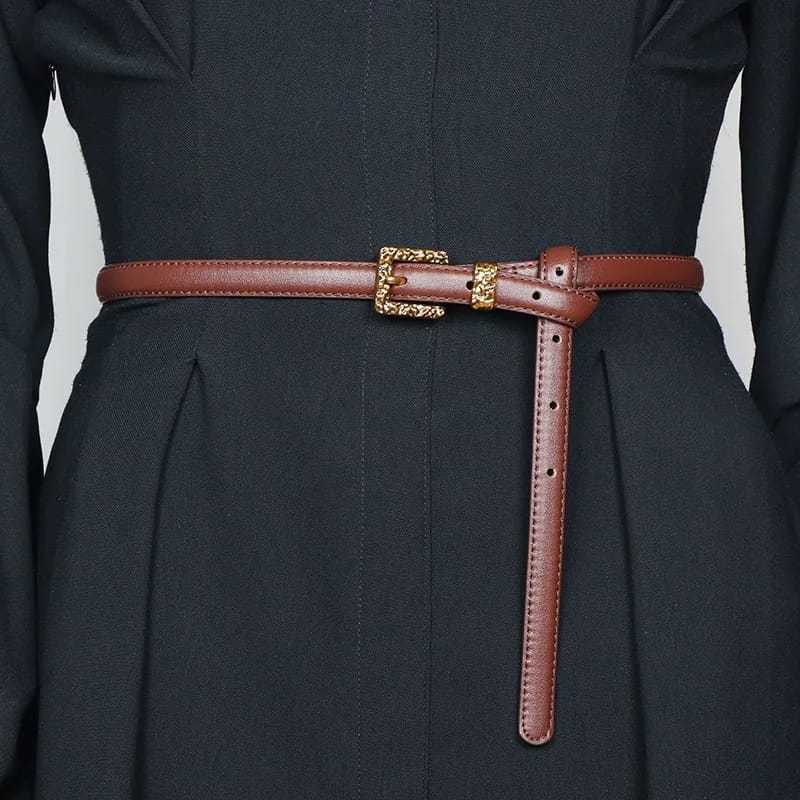 Retro Gold Women Belt Genuine Leather