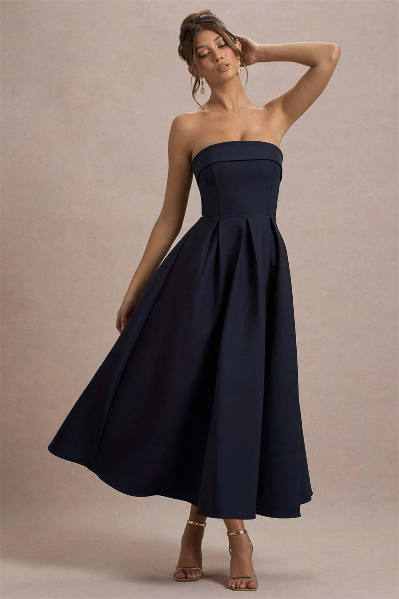 Off-shoulder Strapless Midi Dress Women